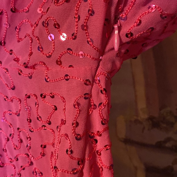 Sequin pink twist front sheer dress - Picture 7 of 8
